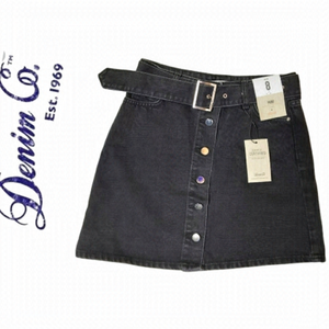 𝅺DENIM & Co‎ Denim Belted Mini Skirt